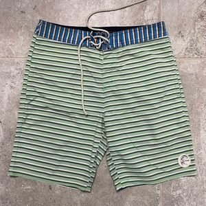 O’Neill Retrofreak Board Short in Green Stripe Pattern- Size 29 waist
